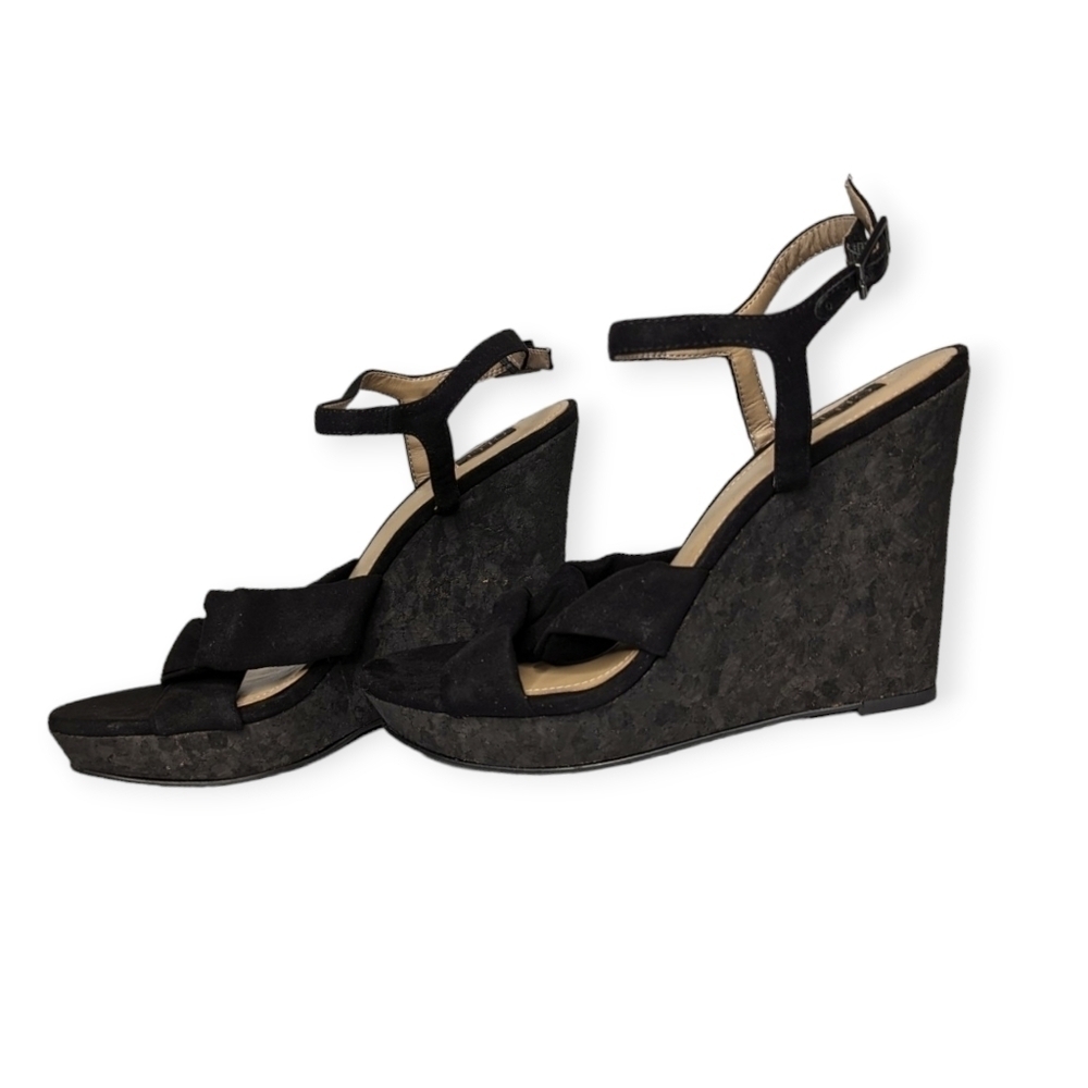 G.I.L.I Sandals Kahlie Printed Padded Insole Wedge Heels Women's Black Size 7M